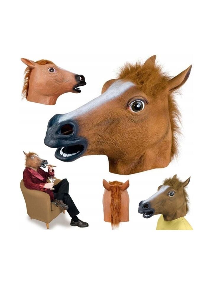 Gerçekçi Lateks At Kafası Maskesi Yetişkin Kostüm Maskesi Parti Cosplay Halloween Eğlenceli Hayvan Maskesi